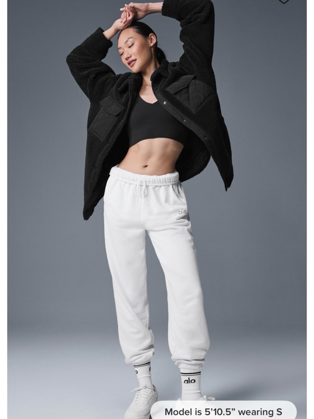 Alo Yoga Oversized Black Sherpa Jacket with Quilted Pockets like new - Picture 2 of 5
